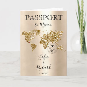 Bröllop Destinationspass World Map Mexico Inbjudan