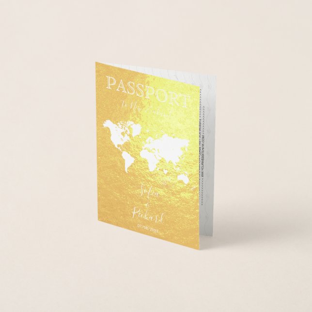 Bröllop Destinationspass World Map NEW ZEALAND Folierat Kort (Framsida)