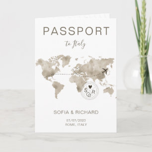 Bröllop Destinationspass World Map Travel Inv. Inbjudan