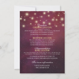 Bröllop Detail Blommigt String Ljus Burgundy Red Inbjudningar