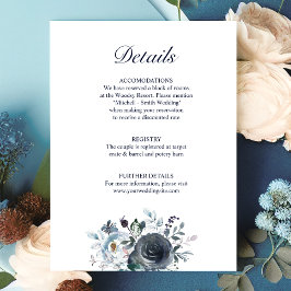 Bröllop DETAILS Blommigt Dusty Navy Blue Tilläggskort