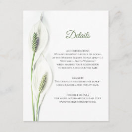 Bröllop DETAILS Blommigt White Calla Peace Lily Tilläggskort