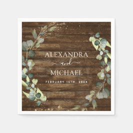 Bröllop Details Eucalyptus Rustic Land Greenery Pappersservett