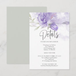 Bröllop Details Lilac Lila Watercolor Ro Inbjudningar