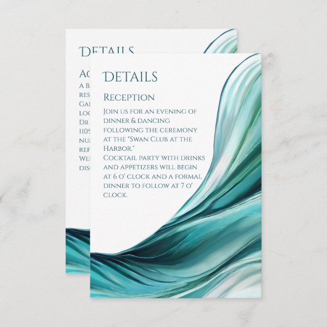Bröllop Details-Modern Abstrakt Emerald Grönt- Tilläggskort (Fram/baksida)