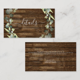 Bröllop-detaljer Eucalyptus Rustic Wood Greenery Visitkort