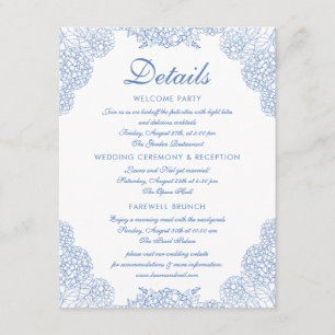 Bröllop Detaljer Modern Hydrangea Dusty Blue-Blomm Tilläggskort