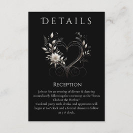 Bröllop Detaljer - Modern vitblomma med hjärta Tilläggskort