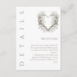 Bröllop Detaljer - Moderna blommor med hjärta Tilläggskort