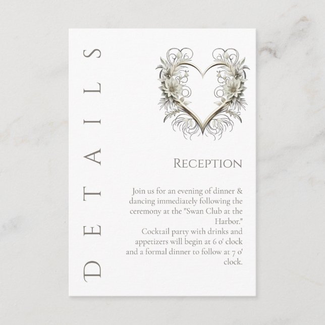 Bröllop Detaljer - Moderna blommor med hjärta Tilläggskort (Framsida)