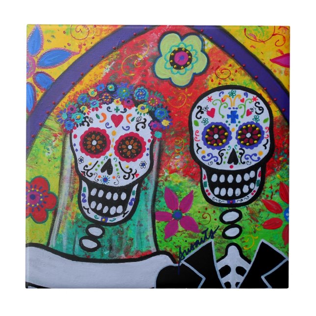 BRÖLLOP DIA DE LOS MUERTOS TILE KAKELPLATTA (Framsidan)