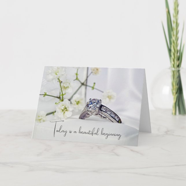 Bröllop Diamond och Flowers Kort (Framsida)