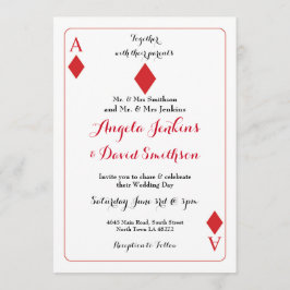 Bröllop Diamonds spelar kort Kung Queen Inbjudan