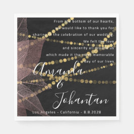 Bröllop Dikt Tack Blommigt Guld Namn Ro Svarta hav Pappersservett