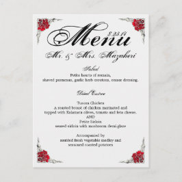 Bröllop Dinner Menu Shalicia Vykort