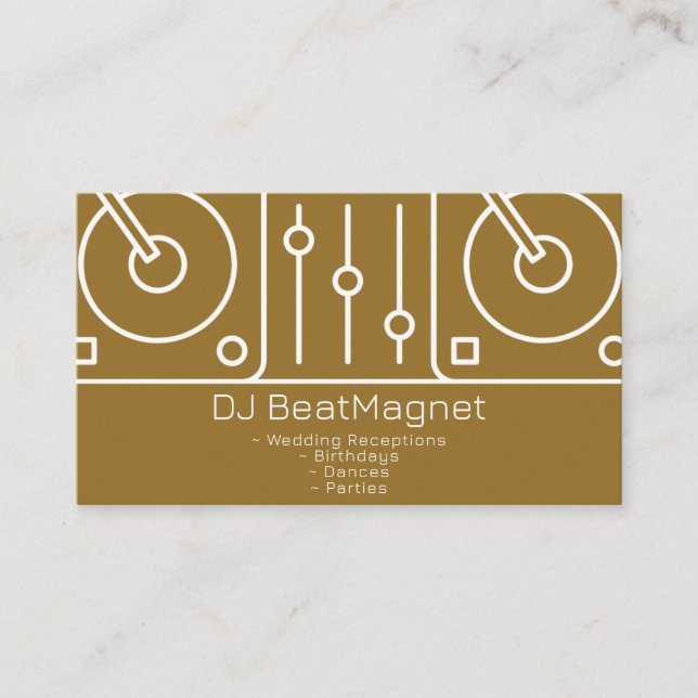Bröllop Dj Affärskort White Guld Simple Visitkort (Framsida)