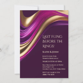 Bröllop-Dnner Rehearsal-Lila Fuchsia och Guld Inbjudningar