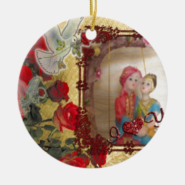 Bröllop Doll Porträtt Graphic Art-utskrift Julgransprydnad Keramik (Framsidan)