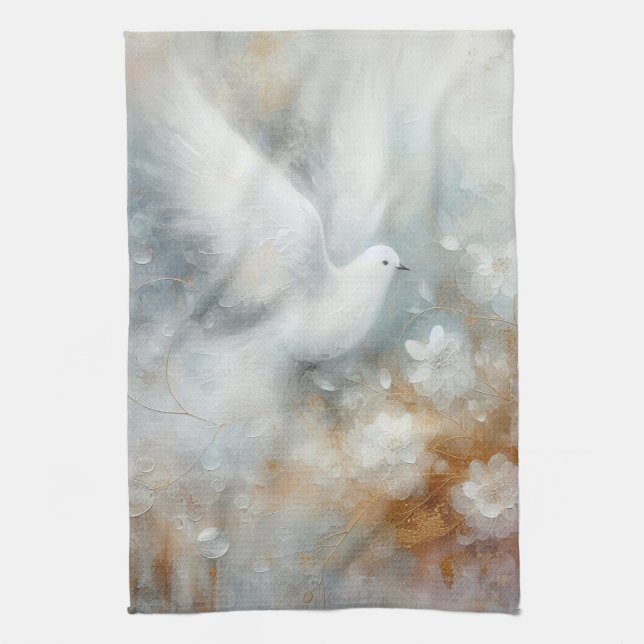 Bröllop Dove Blommigt Kitchen Towel Kökshandduk (Vertikal)