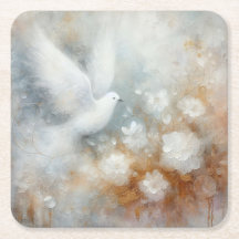 Bröllop Dove Blommigt Papper Underlägg