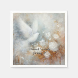 Bröllop Dove Blommigt Pappra blöjor - Anpassade Pappersservett