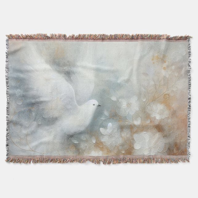 Bröllop Dove Blommigt Throw Blanket Blanket Filt (Framsidan)