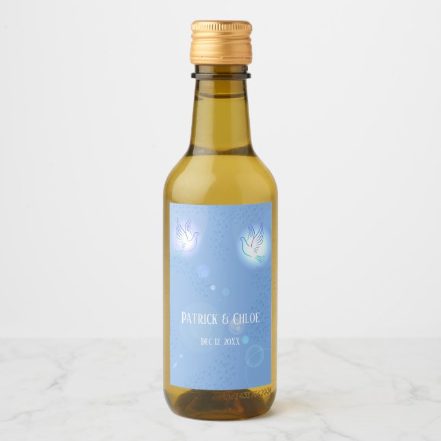 Bröllop Dove Blue Lighting Vinetikett (Framsida)