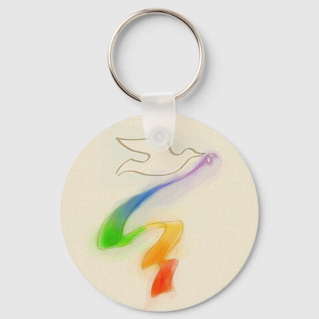 Bröllop Dove med regnbåge Nyckelring (Framsida)