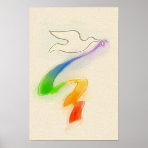 Bröllop Dove med regnbåge Poster