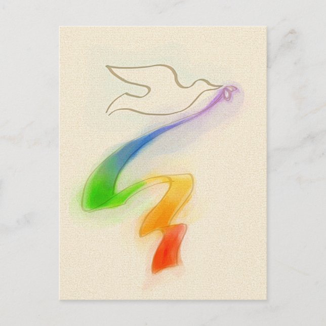 Bröllop Dove med regnbåge Vykort (Framsida)