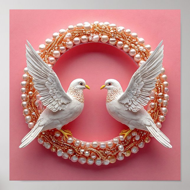 Bröllop doves Art Poster (Framsidan)