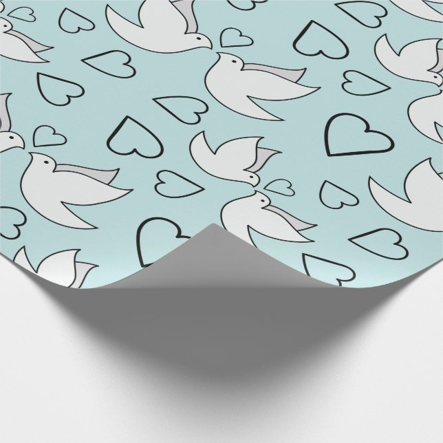 Bröllop Doves for Förlovningsfest Gifts Seamless Presentpapper (Hörn)