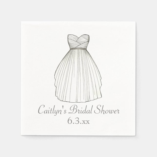 Bröllop Dress Gown Bride Möhippa Napkins Pappersservett (Framsidan)