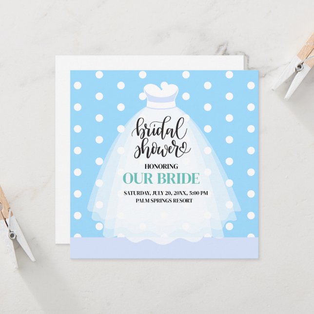 Bröllop Dress Inbjudningskort för möhippan (Fram/Back In Situ)