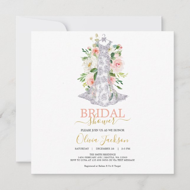 Bröllop Dress Inbjudningskort för möhippan (Framsida)