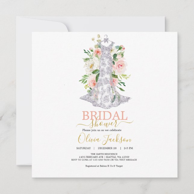 Bröllop Dress Inbjudningskort för möhippan (Framsida)