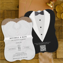 Bröllop Dress Kostym & Bowtie QR-kod