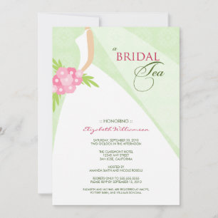 Bröllop Dress Möhippa Tea-inbjudan (grönt) Inbjudningar