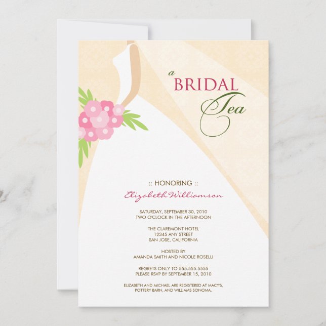 Bröllop Dress Möhippa Tea-inbjudan (persiko) Inbjudningar (Framsida)