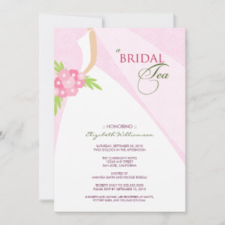 Bröllop Dress Möhippa Tea-inbjudan (rosa) Inbjudningar