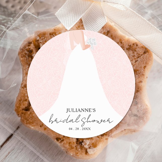 Bröllop Dress Rosa Möhippa Runt Klistermärke (Skapare uppladdad)