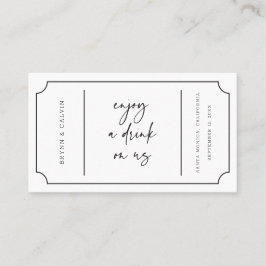 Bröllop Drink Biljett Reception Pub-tokenkort B613