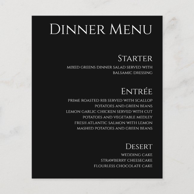 Bröllop Drink & Dinner Menu-Black and White- (Framsida)