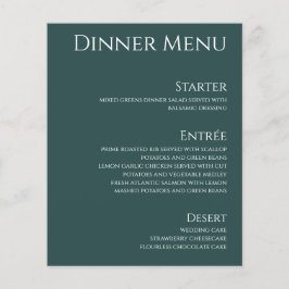 Bröllop Drink & Middag Menu-Emerald Grönt-