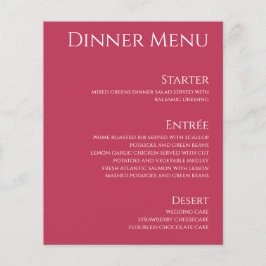 Bröllop Drink & Middag Menu-Viva Magenta-