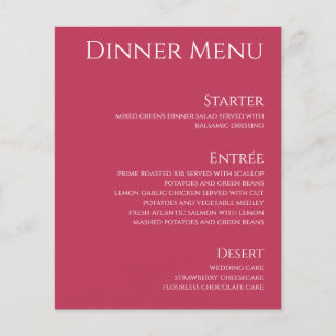 Bröllop Drink & Middag Menu-Viva Magenta-