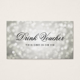 Bröllop Drink Voucher Silver Glitter Ljus Visitkort