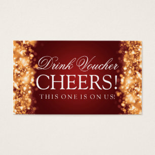 Bröllop Drink Voucher Sparkling Ljus Guld Visitkort