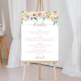 Bröllop Drinks Menu Ro Guld Vår Blommigt Sign Poster