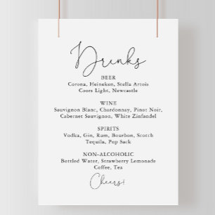Bröllop Drinks Menu Simple Calligraphy Sign Poster